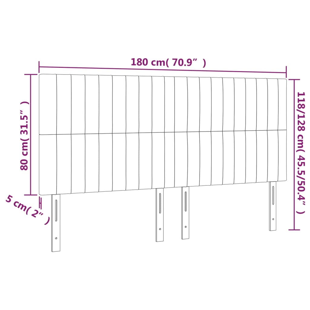 Cabeceira cama c/ LED tecido 180x5x118/128 cm cinza-acastanhado