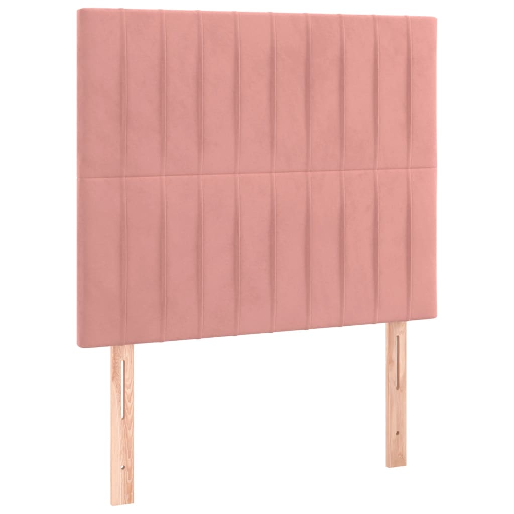 Cabeceira de cama c/ luzes LED veludo 80x5x118/128 cm rosa