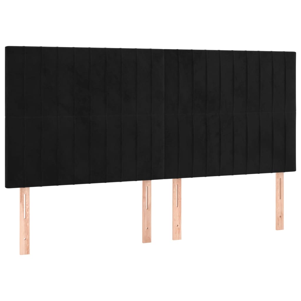 Cabeceira de cama c/ luzes LED veludo 160x5x118/128 cm preto