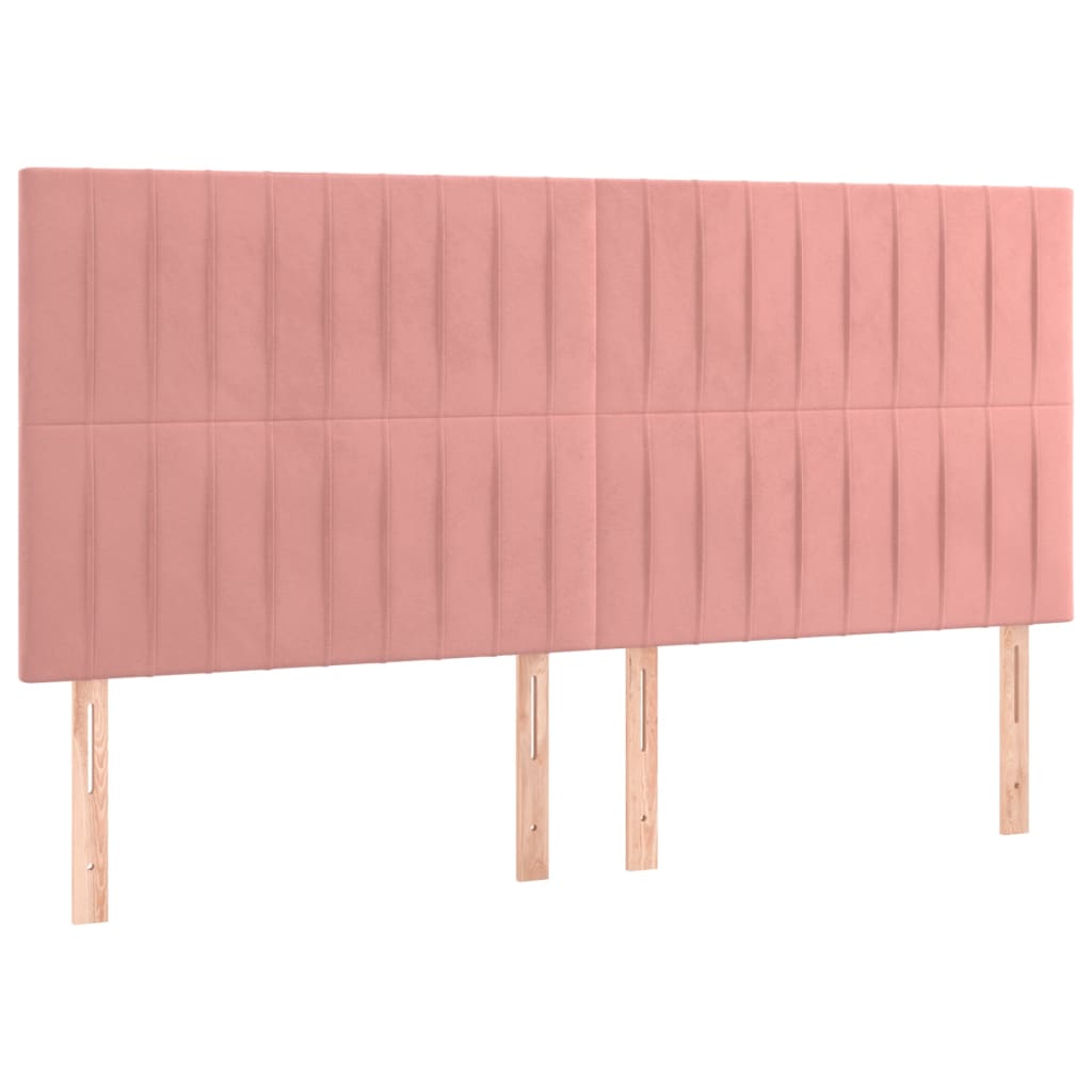 Cabeceira de cama c/ luzes LED veludo 160x5x118/128 cm rosa