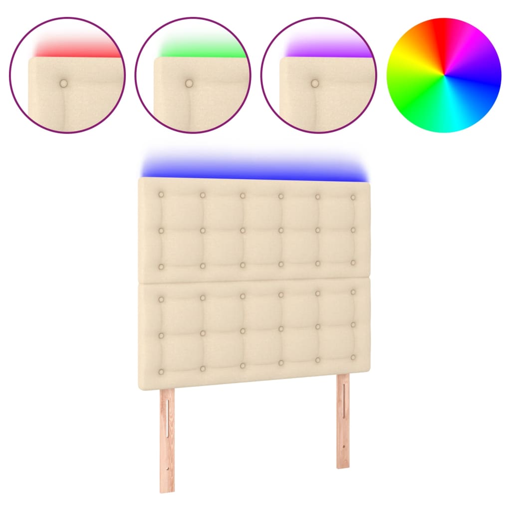 Cabeceira de cama c/ LED tecido 80x5x118/128cm crème