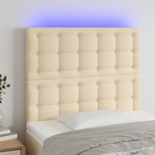 Cabeceira de cama c/ LED tecido 80x5x118/128cm crème