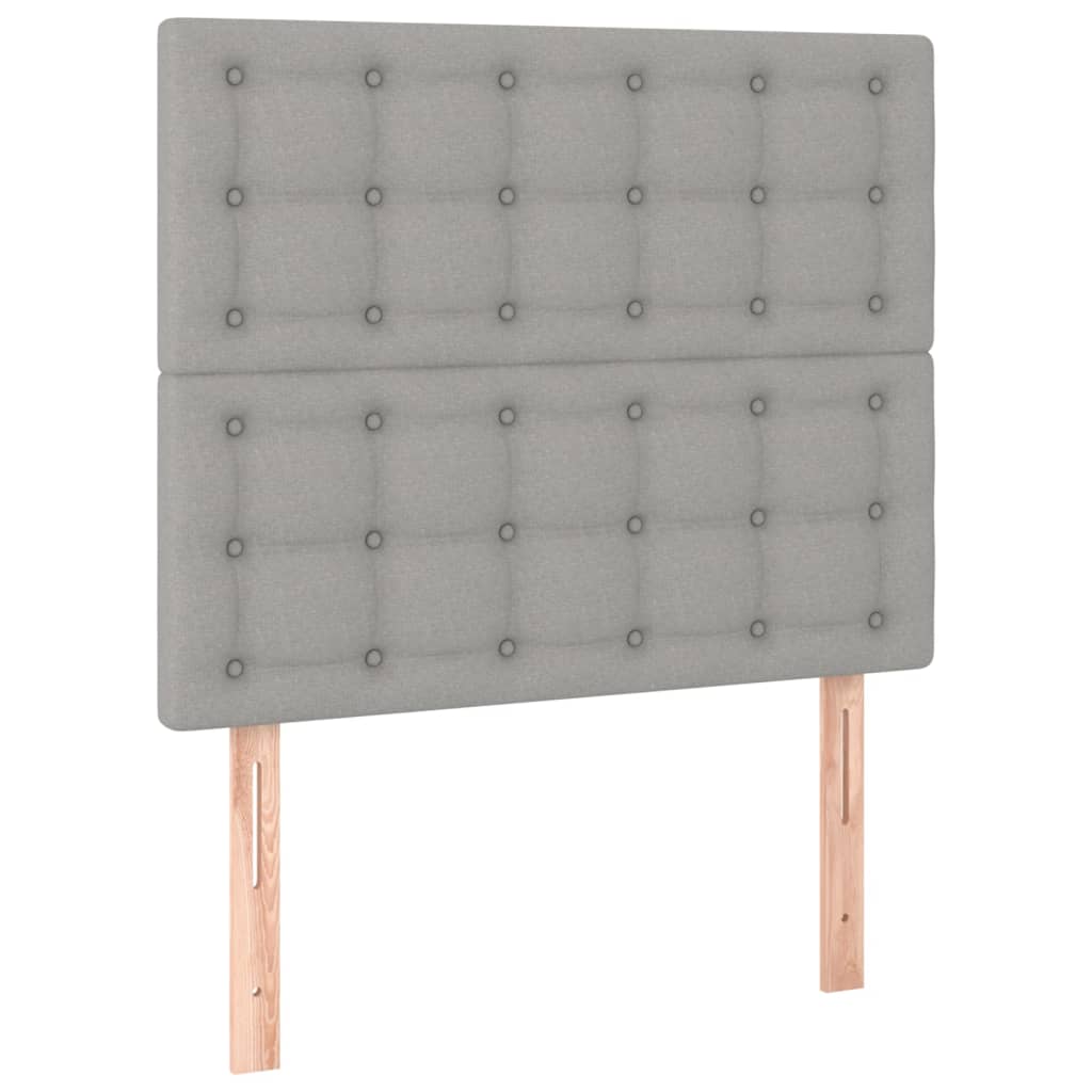 Cabeceira cama c/ luzes LED tecido 90x5x118/128cm cinza-claro