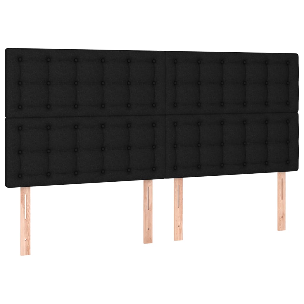 Cabeceira de cama c/ luzes LED tecido 160x5x118/128 cm preto