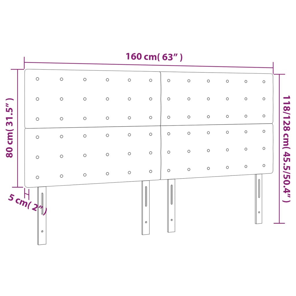 Cabeceira de cama c/ luzes LED tecido 160x5x118/128 cm preto