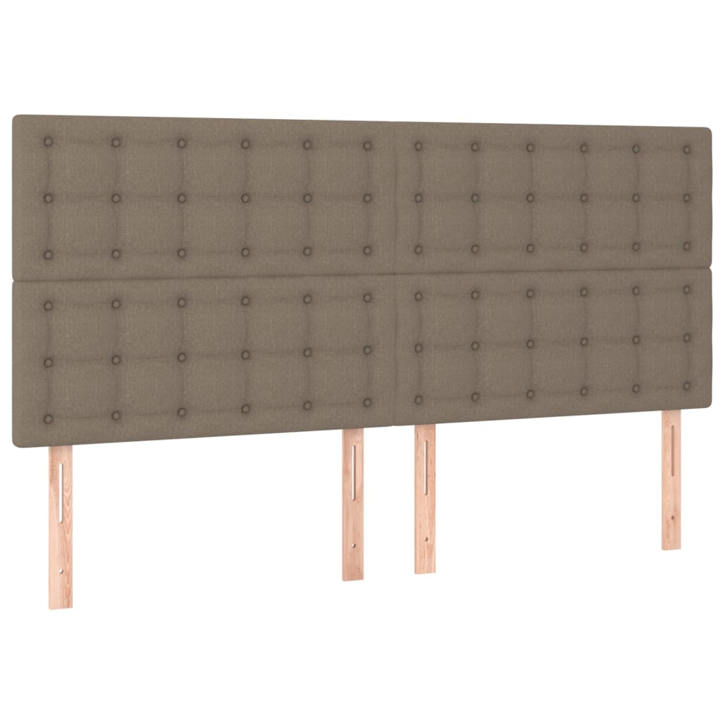 Cabeceira cama c/ LED tecido 200x5x118/128 cm cinza-acastanhado