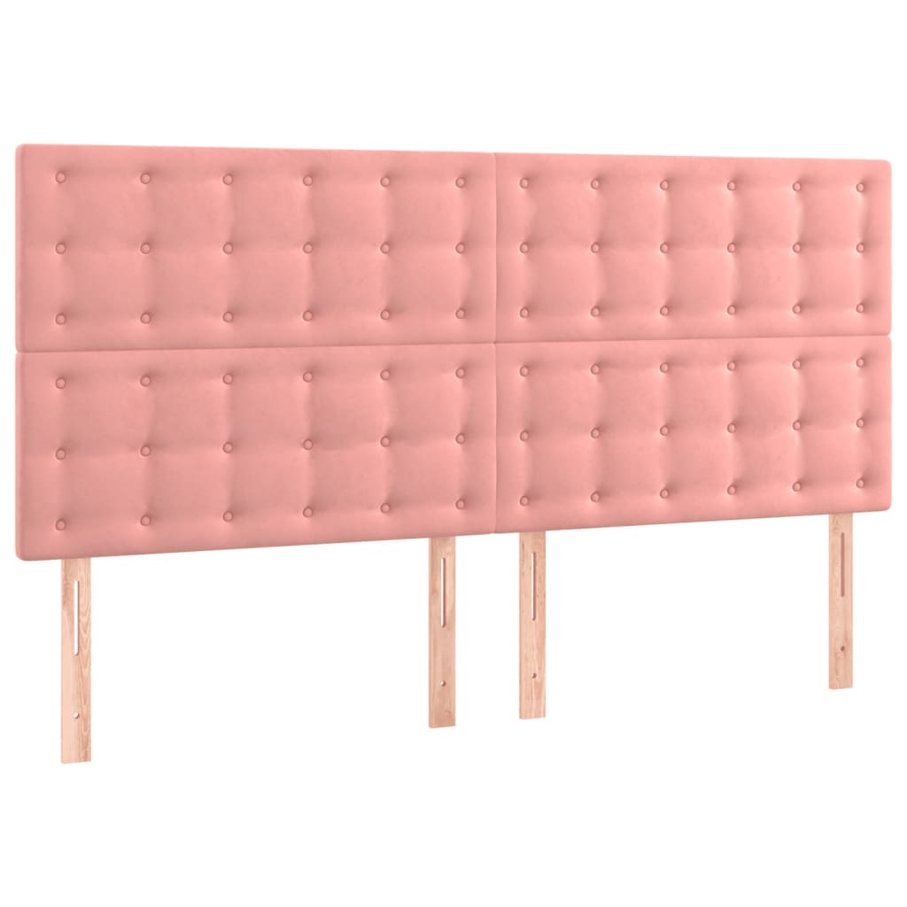 Cabeceira de cama c/ luzes LED veludo 180x5x118/128 cm rosa