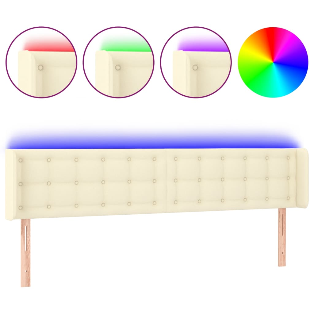 Cabeceira de cama c/ LED 183x16x78/88 cm couro artificial crème