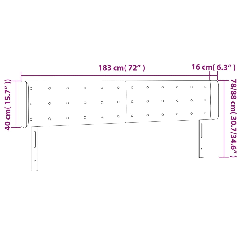 Cabeceira de cama c/ LED 183x16x78/88 cm couro artificial crème