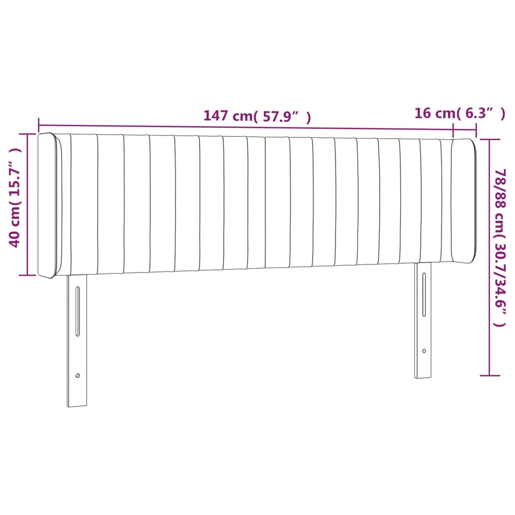 Cabeceira de cama c/ luzes LED tecido 147x16x78/88 cm cor creme