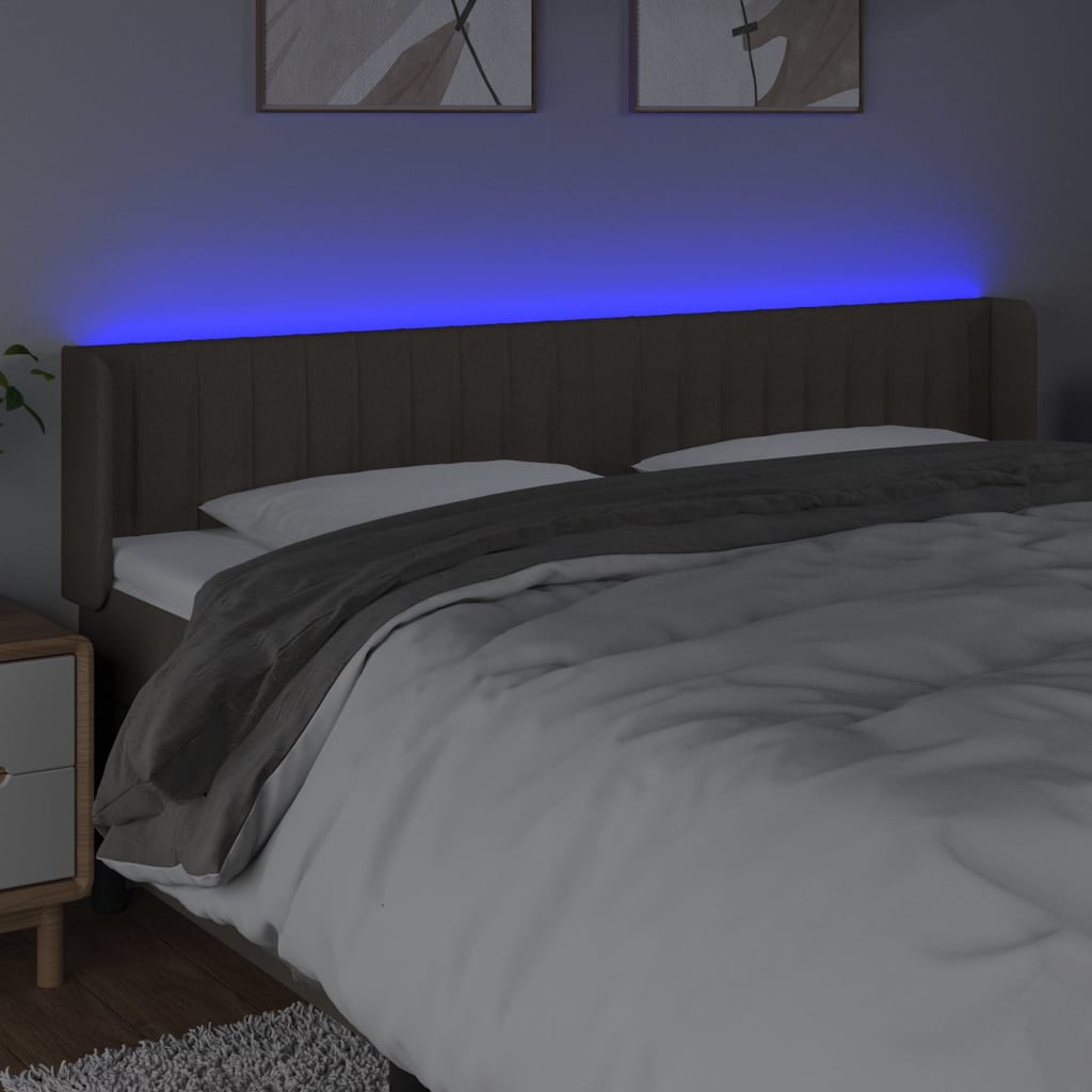 Cabeceira de cama c/ luzes LED 163x16x78/88cm cinza-acastanhado