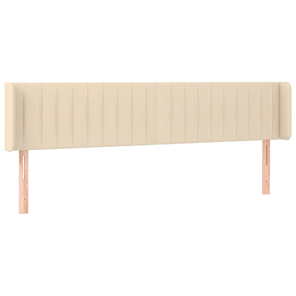 Cabeceira de cama c/ luzes LED tecido 203x16x78/88 cm cor creme