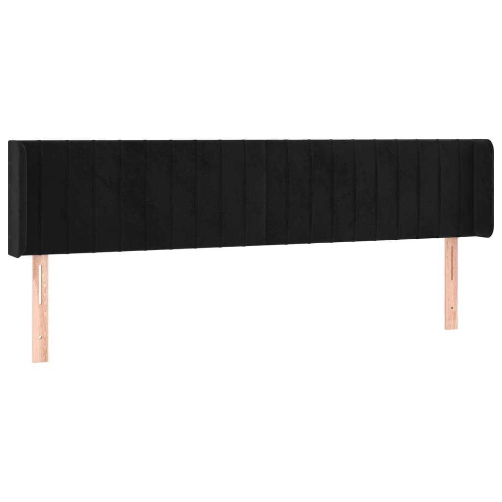 Cabeceira de cama c/ luzes LED veludo 183x16x78/88 cm preto