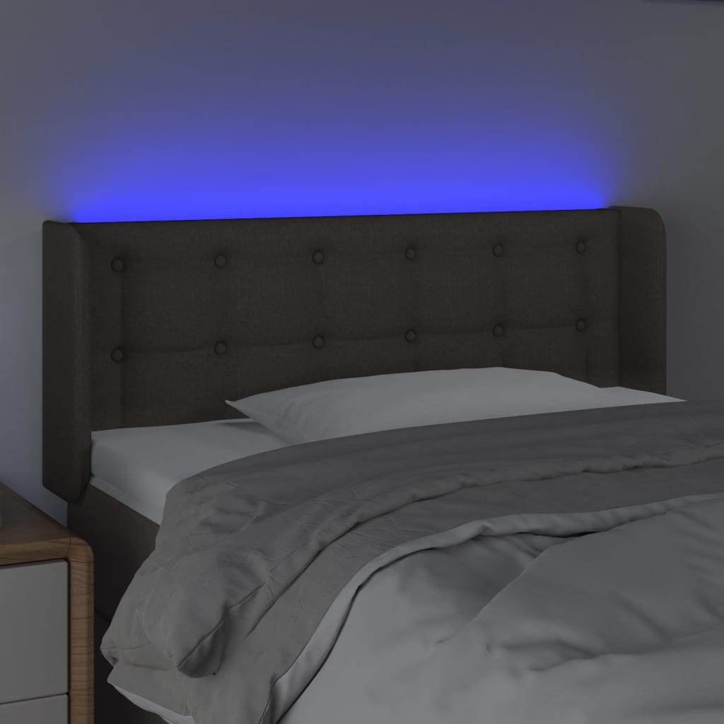 Cabeceira de cama c/ luzes LED 103x16x78/88cm cinza-acastanhado