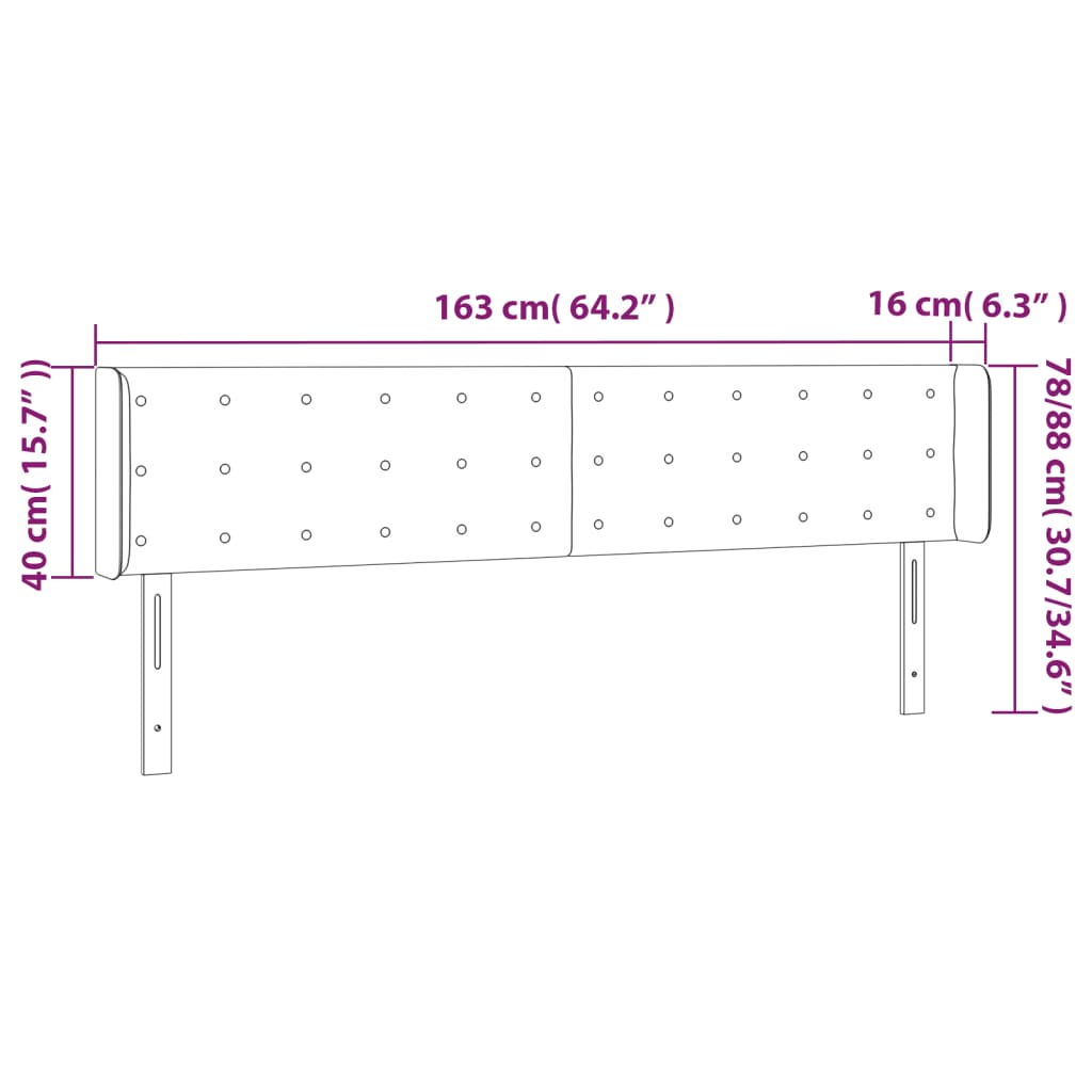 Cabeceira de cama c/ luzes LED tecido 163x16x78/88 cm cor creme