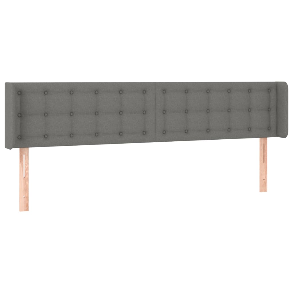 Cabeceira cama c/ luzes LED tecido 183x16x78/88cm cinza-escuro