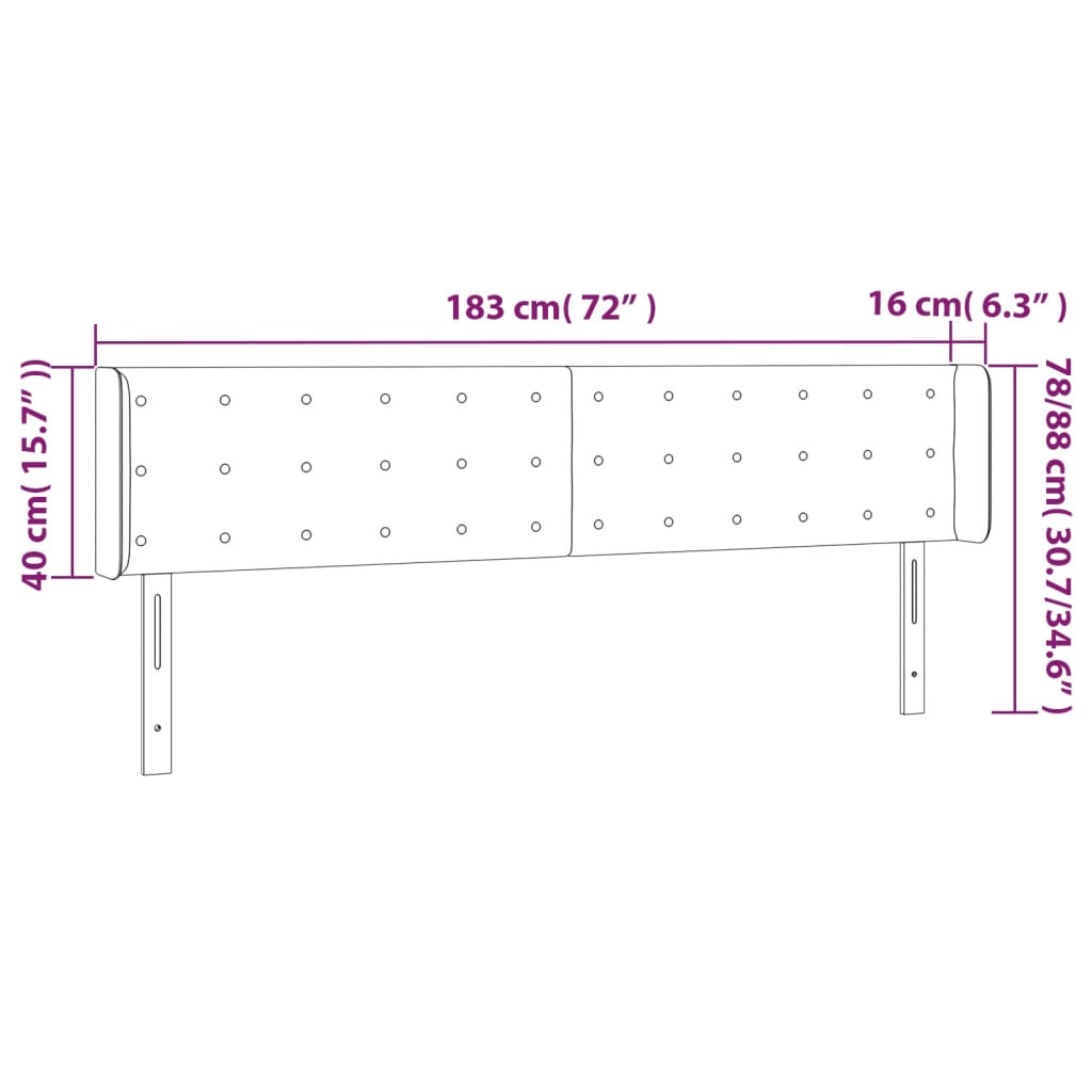 Cabeceira de cama c/ luzes LED 183x16x78/88cm cinza-acastanhado