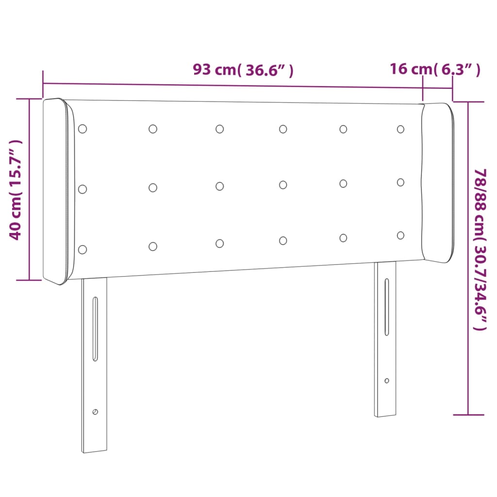 Cabeceira de cama c/ luzes LED veludo 93x16x78/88 cm preto