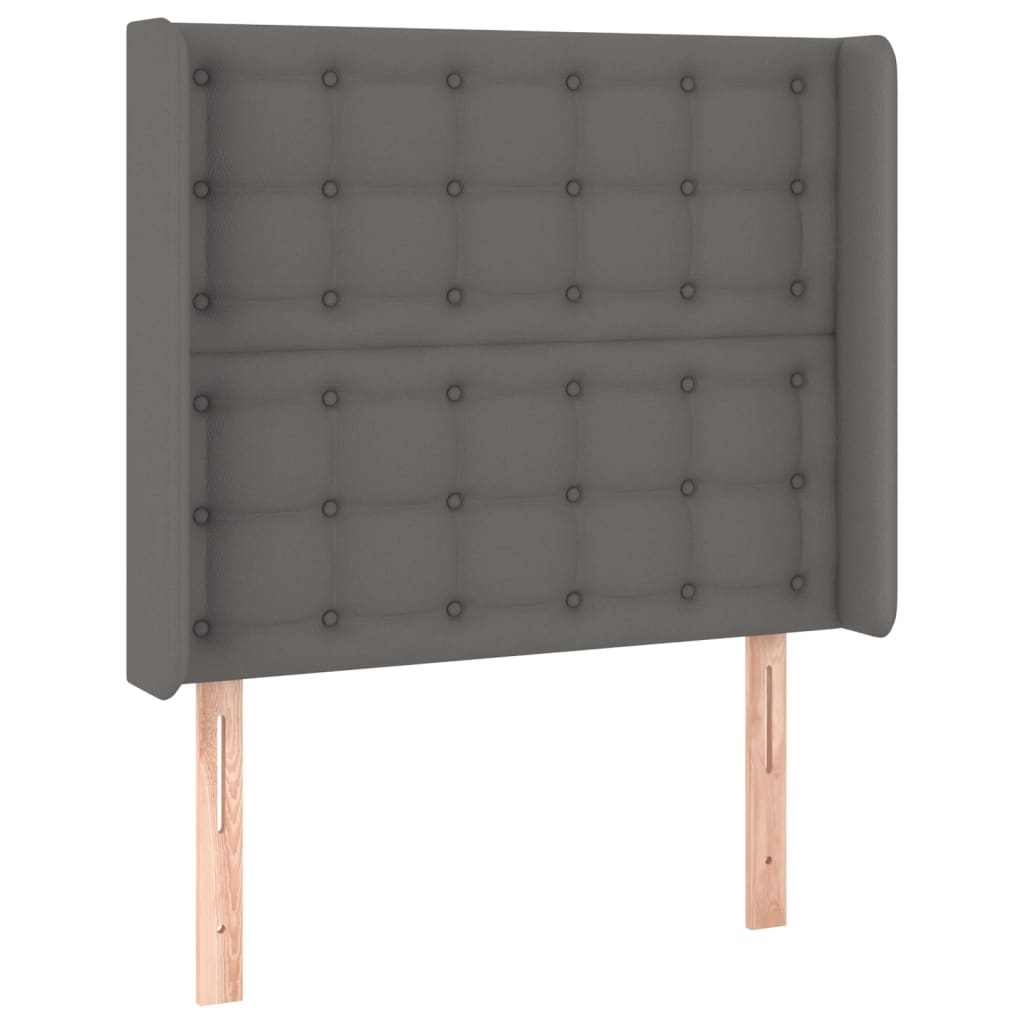 Cabeceira cama c/ LED 83x16x118/128cm couro artificial cinzento