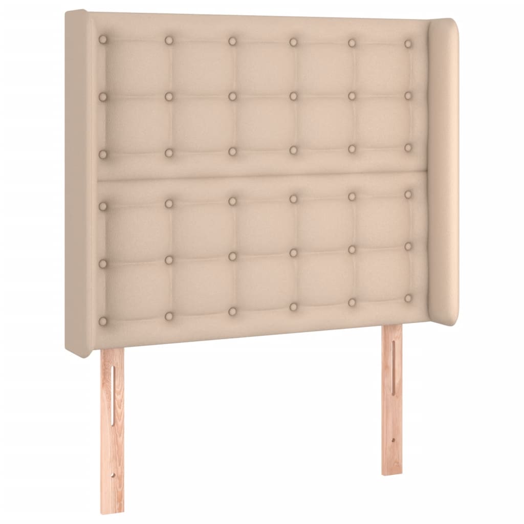 Cabeceira cama c/ LED couro artif. 83x16x118/128 cm cappuccino