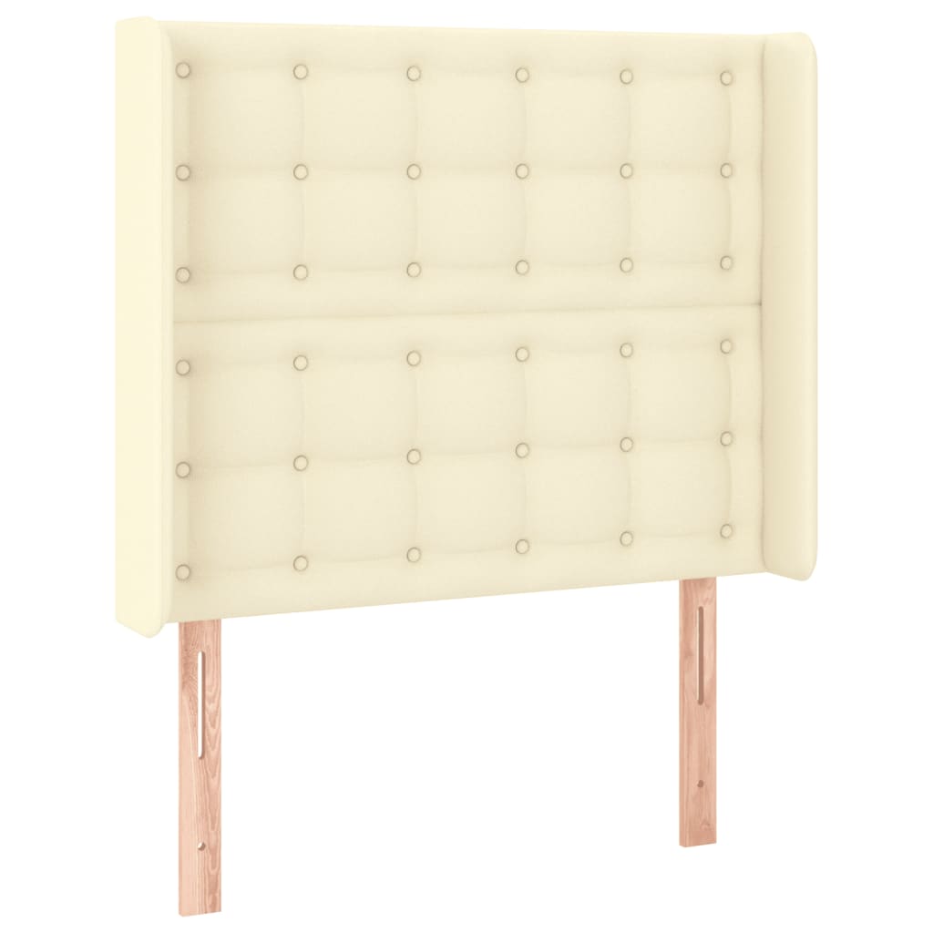 Cabeceira de cama c/ LED 93x16x118/128cm couro artificial crème