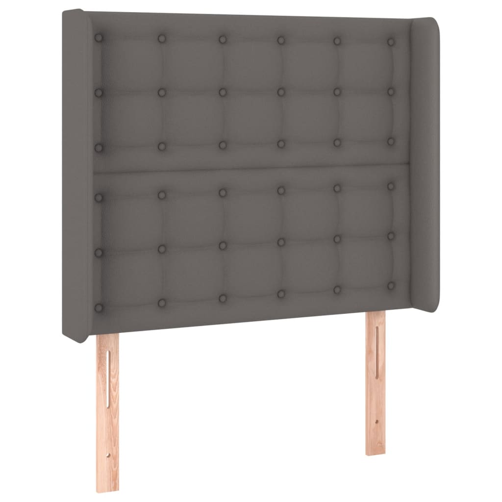 Cabeceira cama c/ LED 93x16x118/128cm couro artificial cinzento