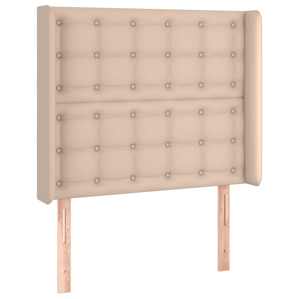 Cabeceira cama c/ LED couro artif. 103x16x118/128 cm cappuccino