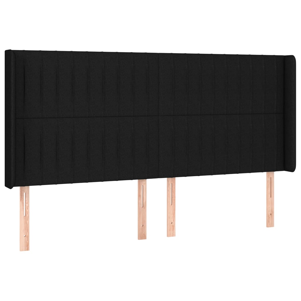 Cabeceira de cama c/ luzes LED tecido 163x16x118/128 cm preto