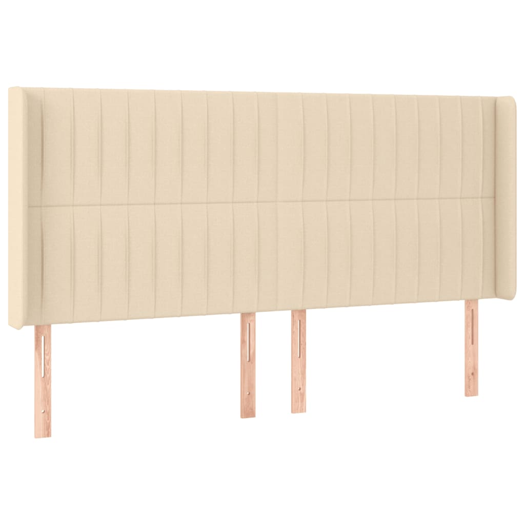 Cabeceira cama c/ luzes LED tecido 163x16x118/128 cm cor creme