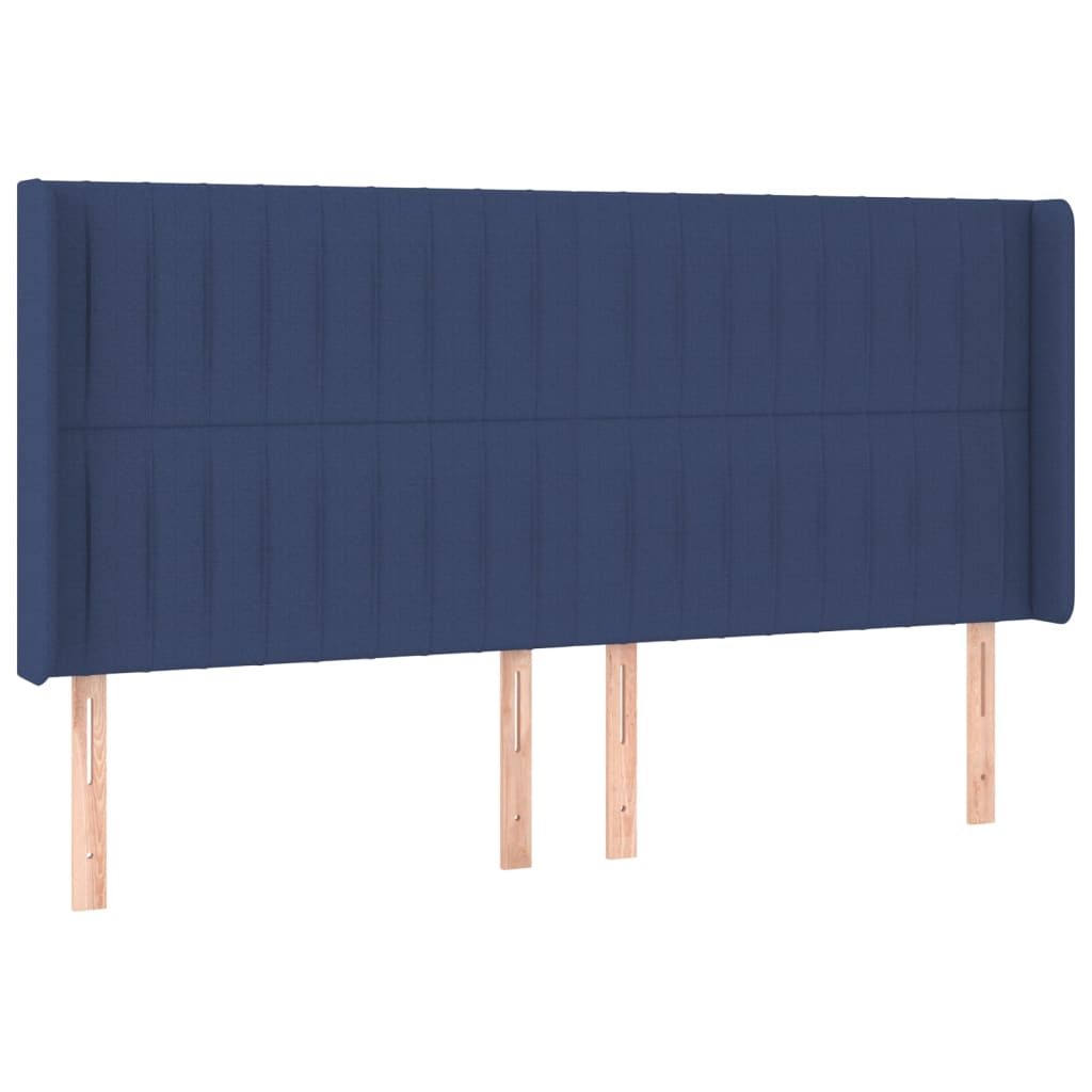 Cabeceira de cama c/ luzes LED tecido 183x16x118/128 cm azul