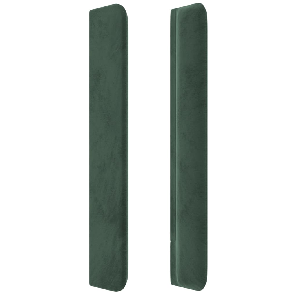 Cabeceira cama c/ luzes LED veludo 83x16x118/128cm verde-escuro