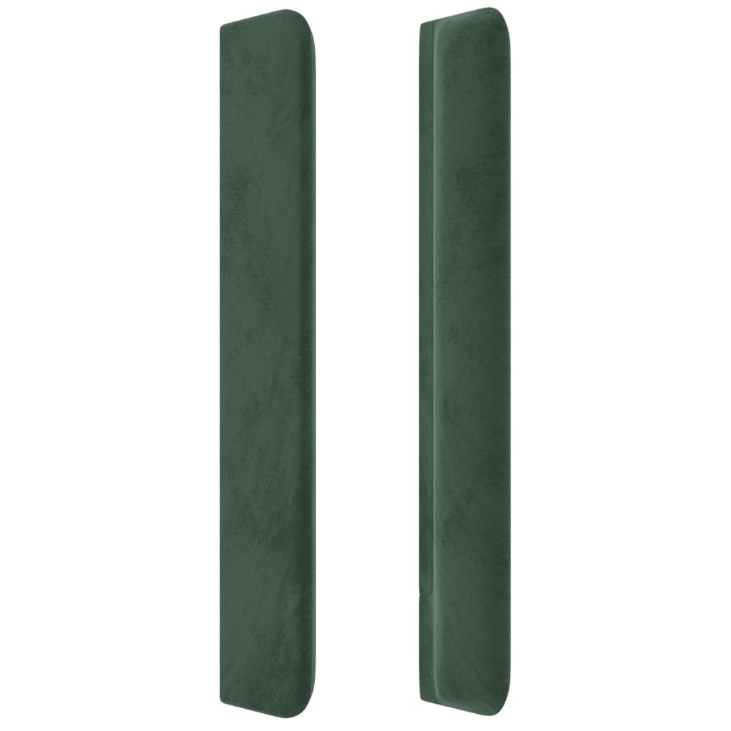 Cabeceira cama c/ luzes LED veludo 93x16x118/128cm verde-escuro