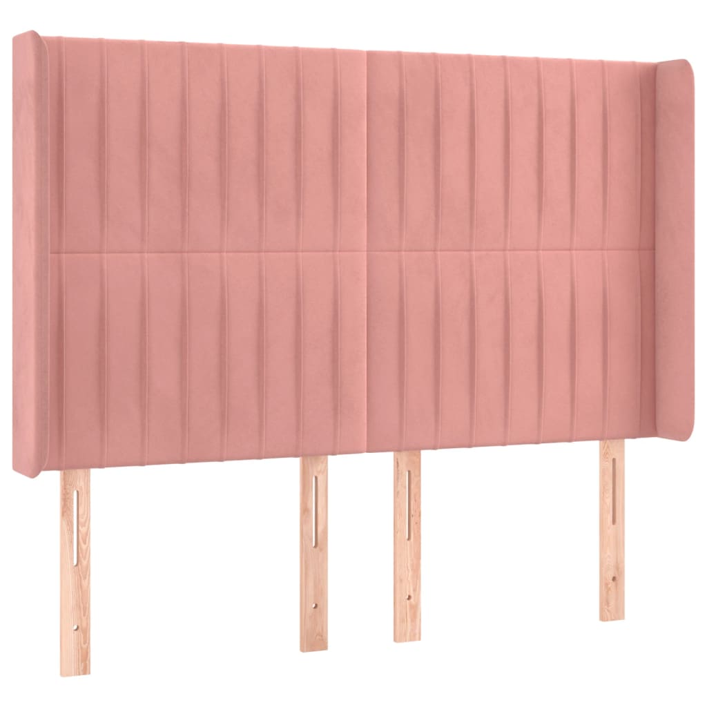 Cabeceira de cama c/ luzes LED veludo 147x16x118/128 cm rosa