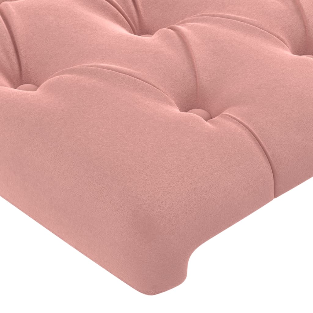 Cabeceira de cama c/ luzes LED veludo 93x16x118/128 cm rosa