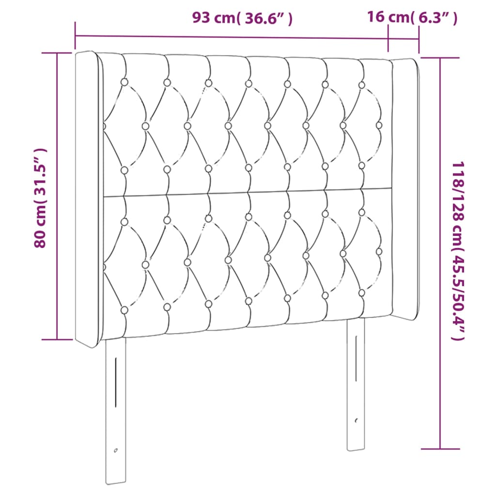 Cabeceira de cama c/ luzes LED veludo 93x16x118/128 cm rosa