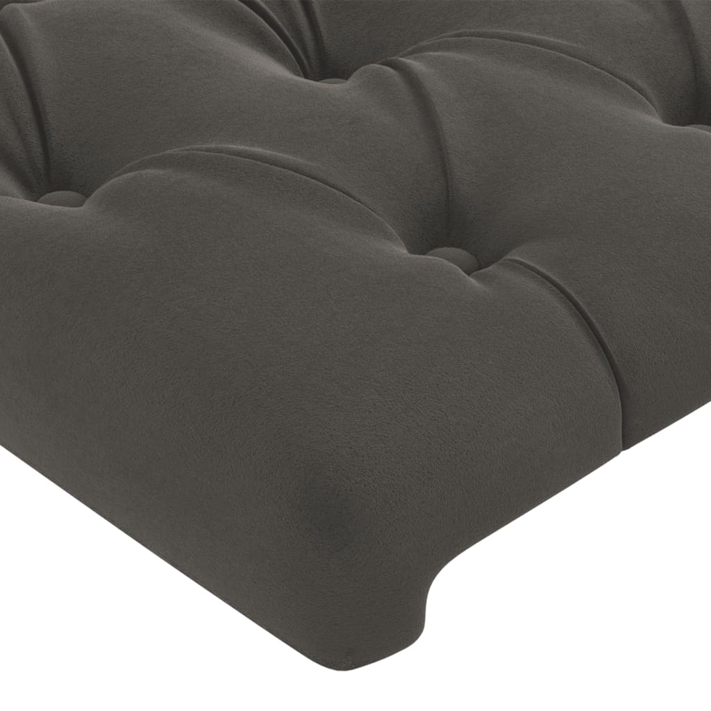 Cabeceira de cama c/ LED veludo 147x16x118/128 cm cinza-escuro