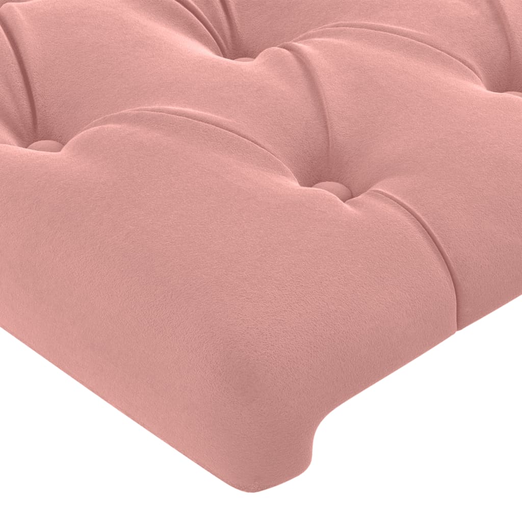 Cabeceira de cama c/ luzes LED veludo 147x16x118/128 cm rosa