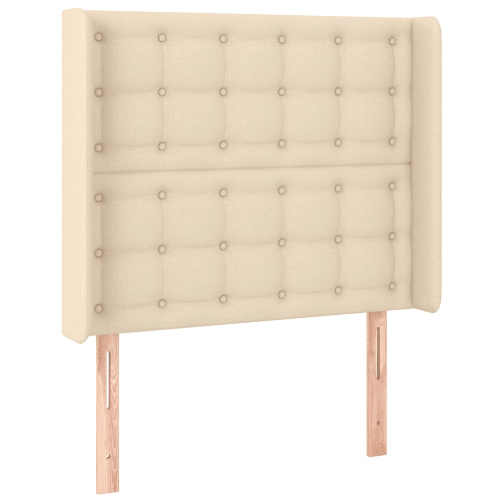 Cabeceira de cama c/ luzes LED tecido 93x16x118/128cm cor creme