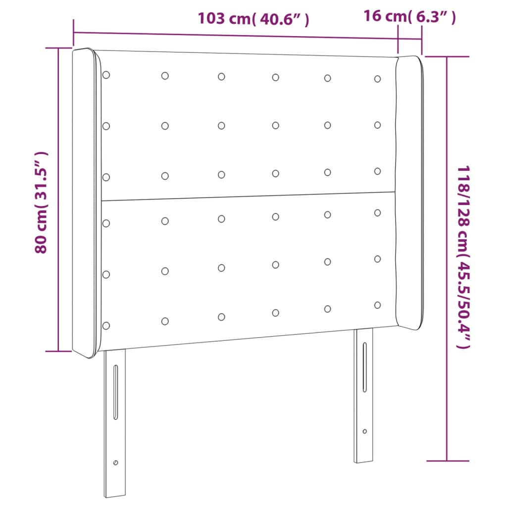 Cabeceira de cama c/ luzes LED tecido 103x16x118/128cm castanho