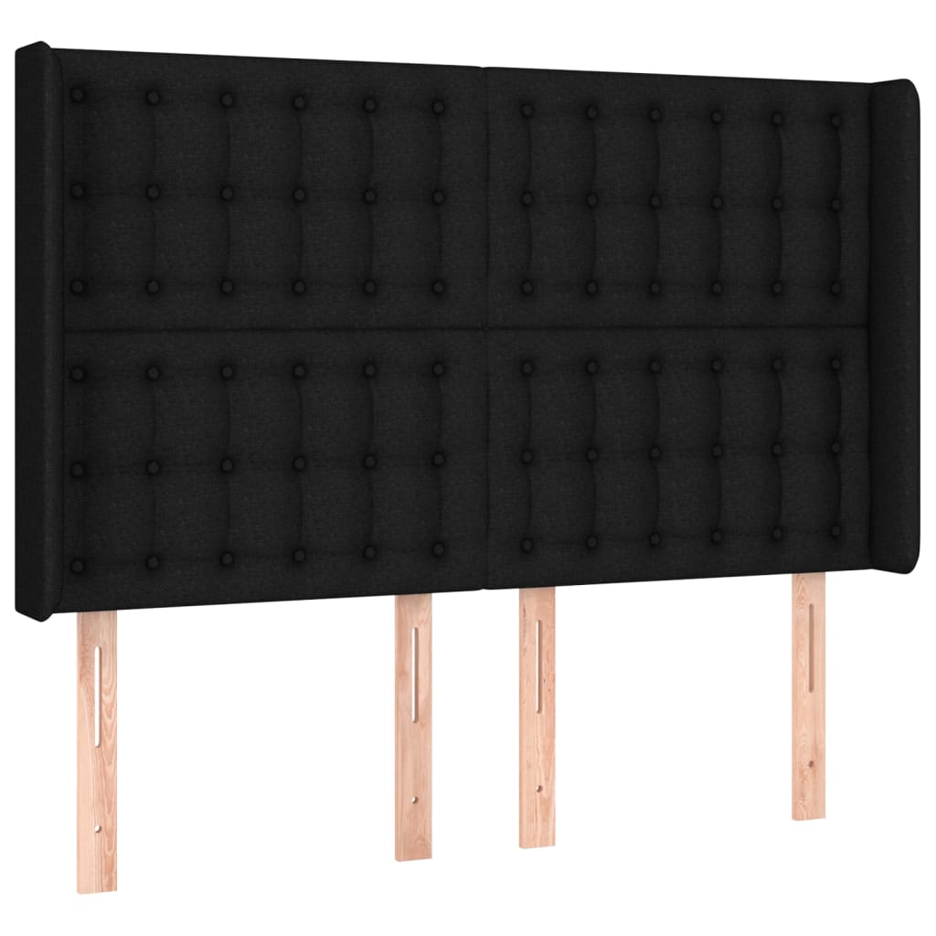 Cabeceira de cama c/ luzes LED tecido 147x16x118/128 cm preto