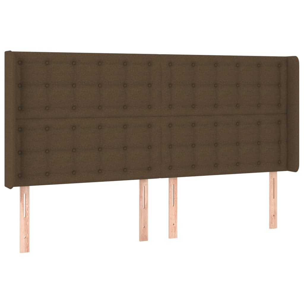 Cabeceira de cama c/ luzes LED tecido 163x16x118/128cm castanho