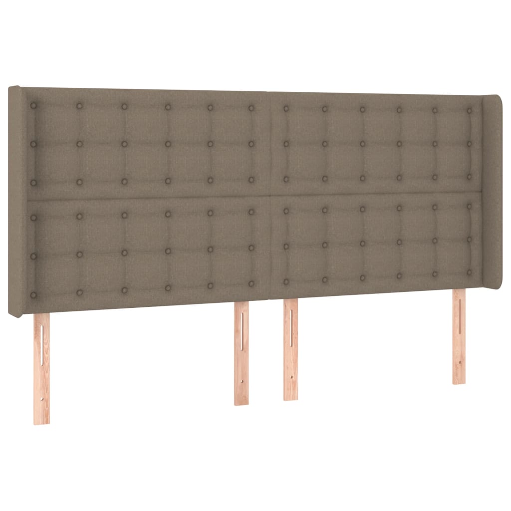 Cabeceira cama c/ LED tecido 183x16x118/128cm cinza-acastanhado