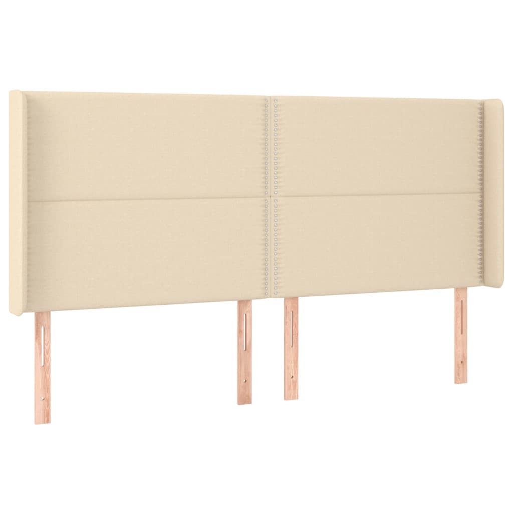 Cama box spring c/ colchão e LED 160x200 cm tecido cor creme