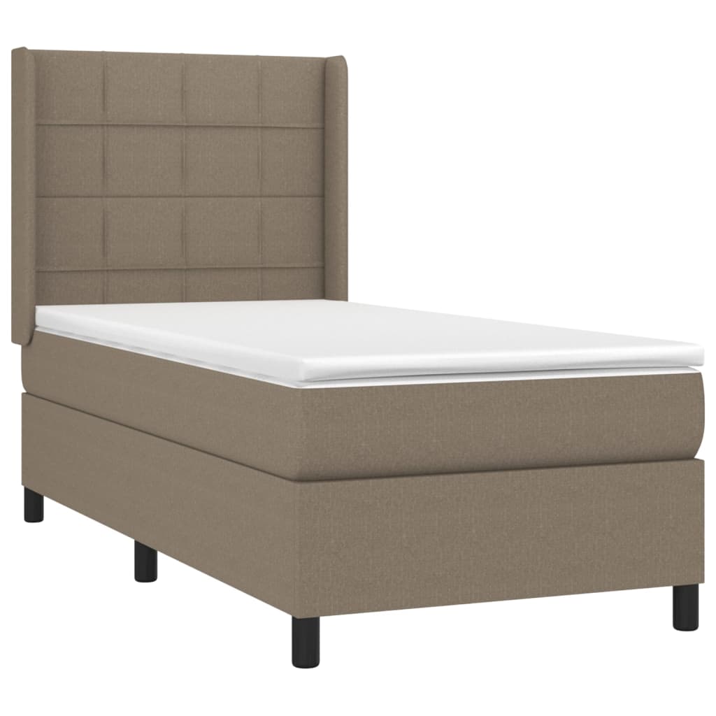 Cama box spring + colchão/LED 90x190cm tecido cinza-acastanhado