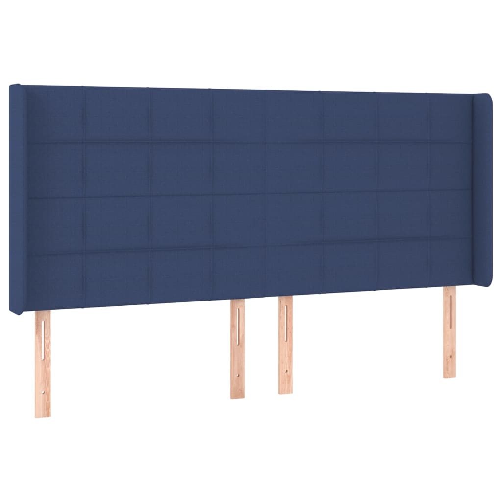 Cama box spring c/ colchão e LED 180x200 cm tecido azul