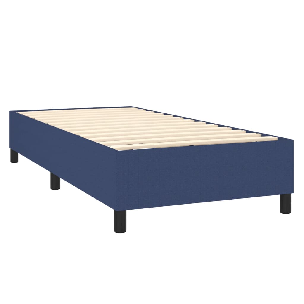 Cama box spring c/ colchão e LED 90x190 cm tecido azul