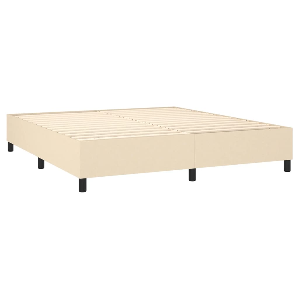 Cama box spring c/ colchão e LED 160x200 cm tecido cor creme