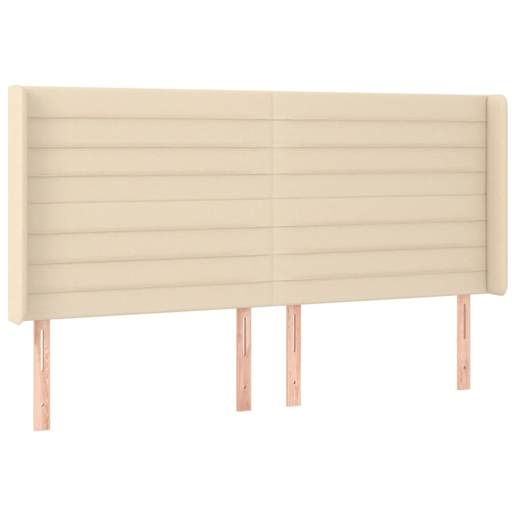 Cama box spring c/ colchão e LED 180x200 cm tecido cor creme