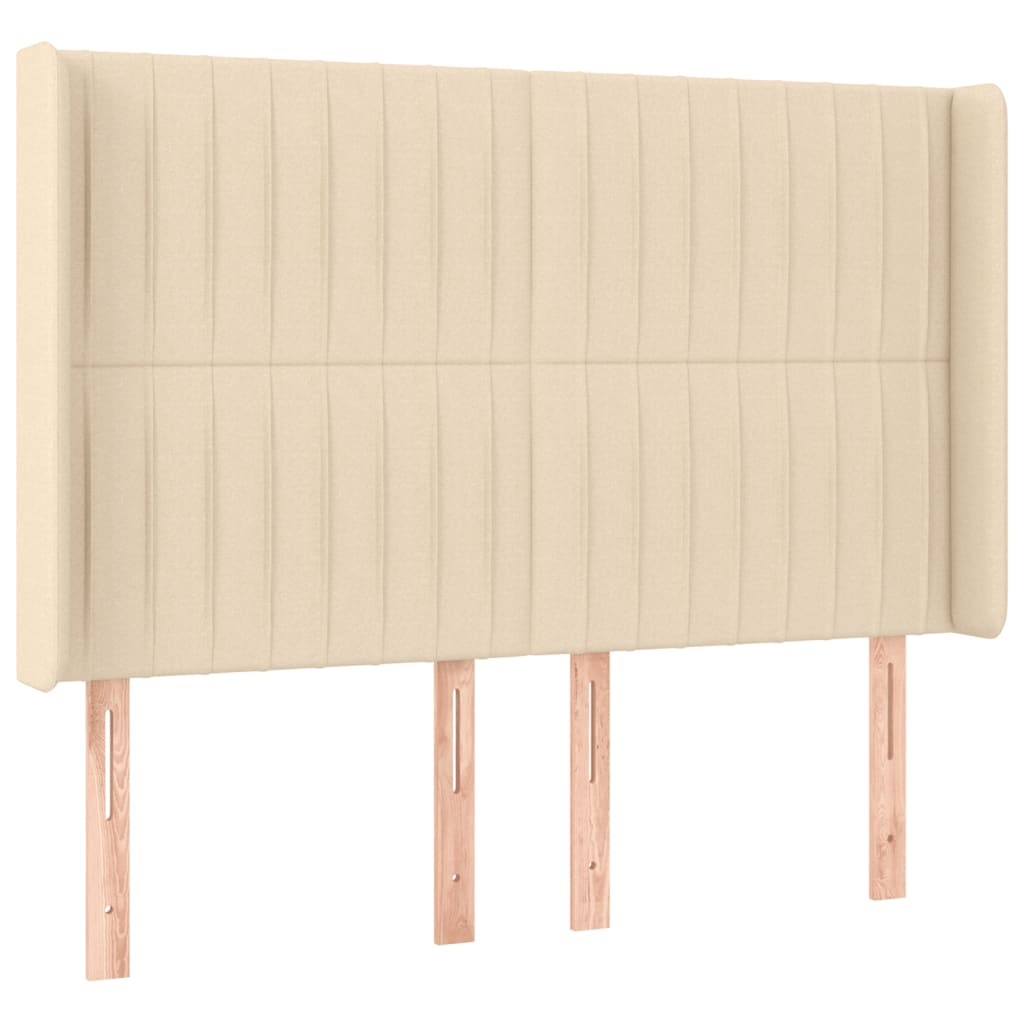 Cama box spring c/ colchão e LED 140x190 cm tecido cor creme