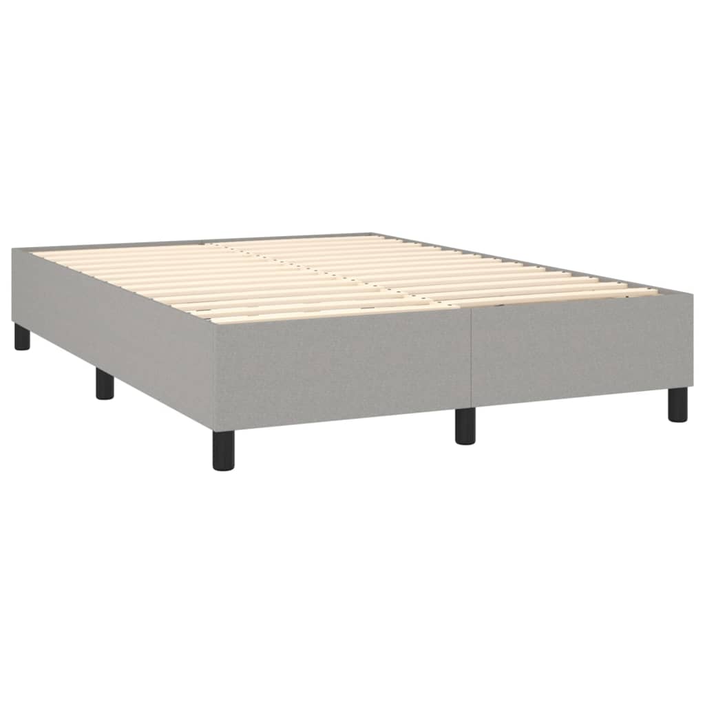 Cama box spring c/ colchão e LED 140x200 cm tecido cinza-claro